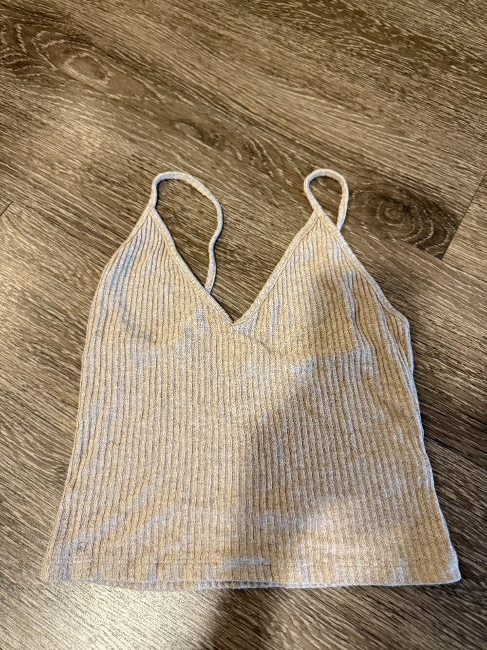 Brandy Melville Taupe, Ribbed, Crop Top, One Size (fits like a S)